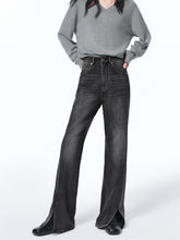 Women's Gradient Washed Flared Jeans with Split Hem